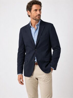 Faherty Reserve Navy Cotton Blazer Sport Coat 2 Button Double Vent Jacket 44